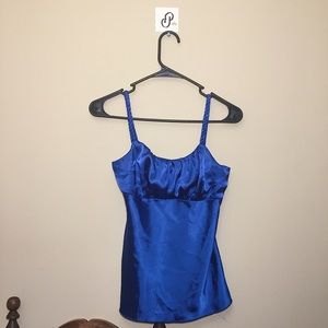 BYER CALIFORNIA Blue Satin Tank Top